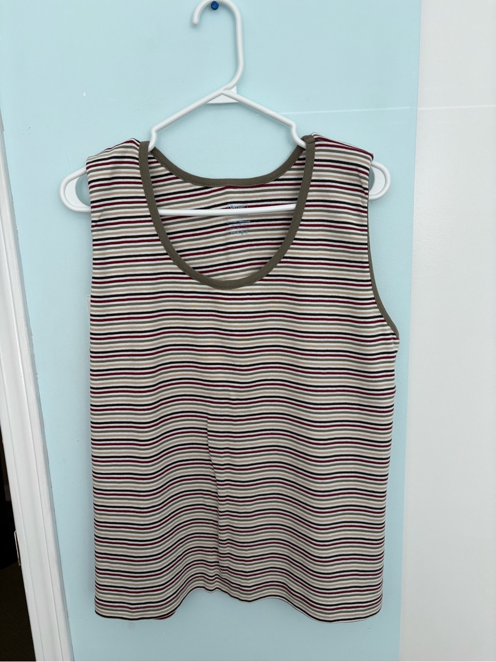 Denver Hayes Striped Ribbed Tank in Cream, Olive and Rust
